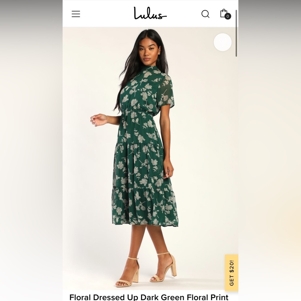 NWT Lulus Green Floral Midi